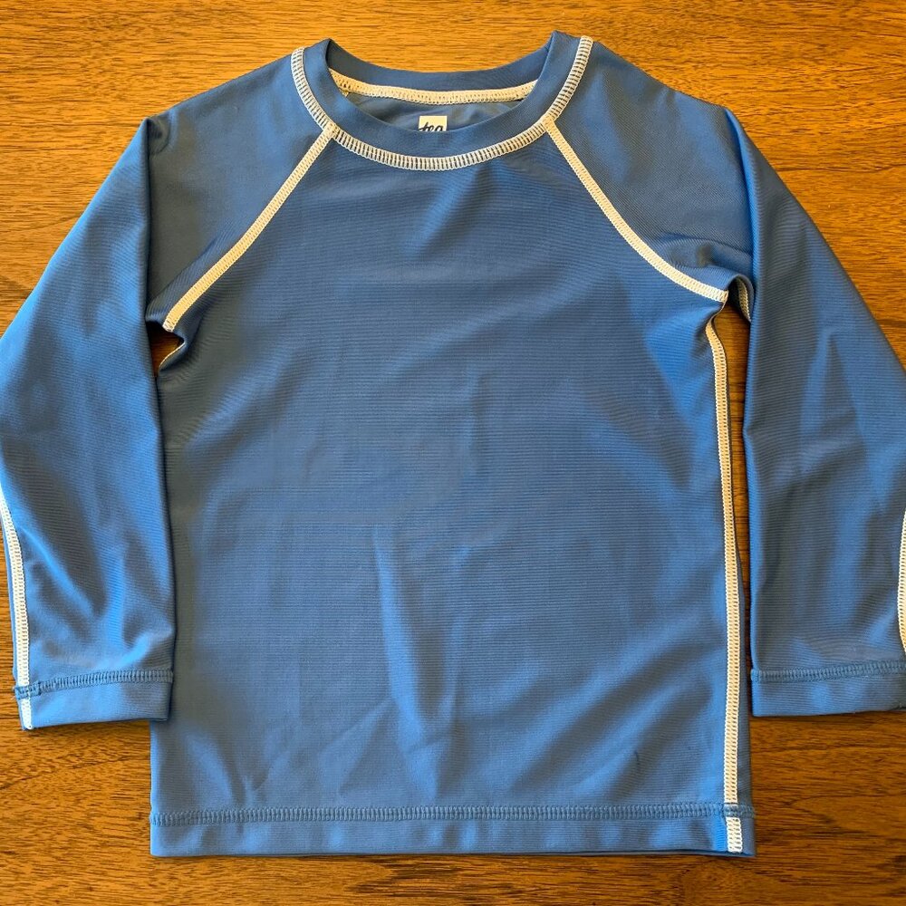 Tea Collection Blue Long Sleeve Rashguard Swim Top UPF 50+ 18-24M EUC